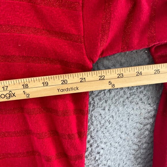 Chicos Sweater Womens 1 US Medium Red Zenergy Cotton Cashmere Blend Lurex Stripe - Picture 7 of 9